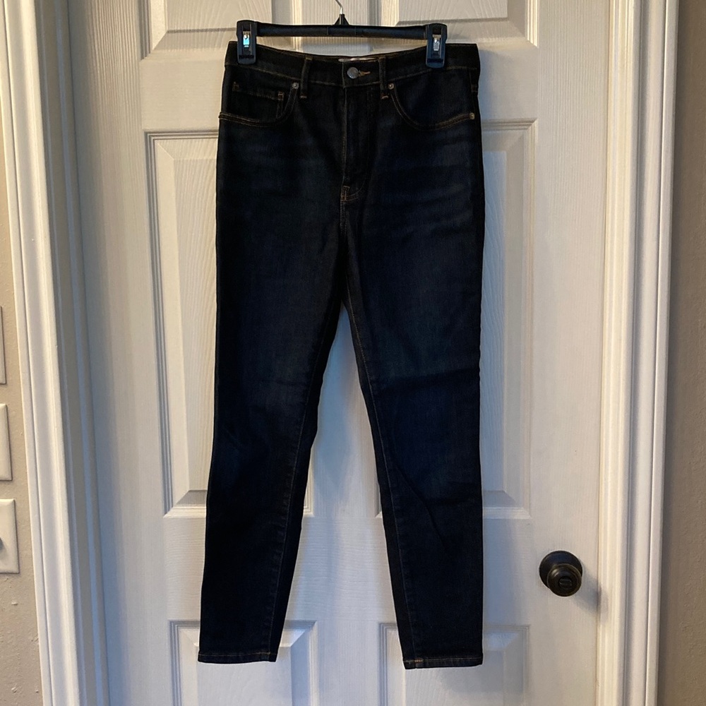 Everlane High Rise Skinny Jeans in Dark Blue